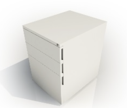 3 Drawer Flat Front Mobile Metal Pedestal