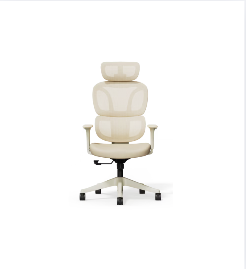 Ergonomic Cloud-Cushion Cream Desk Chair